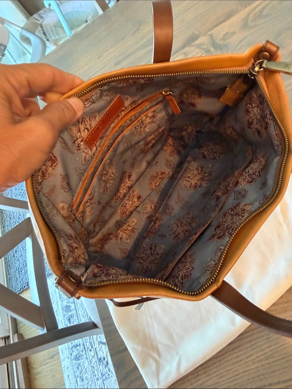 HOBO Chestnut Leather Hobo Tote with Dual Top Straps - Picture 3 of 5